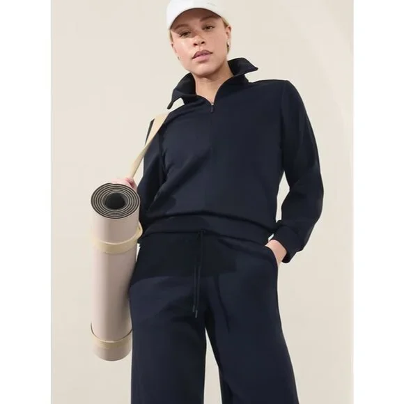 Athleta L Allure 1/4 Zip Sweatshirt Navy Blue Large - Picture 1 of 4